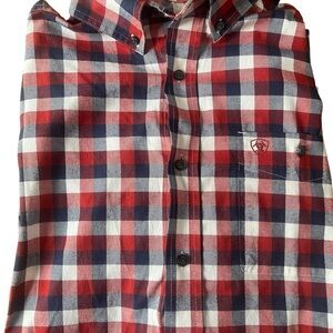 Ariat Pro Series Men's Red and Blue Plaid Shirt Men’s Large